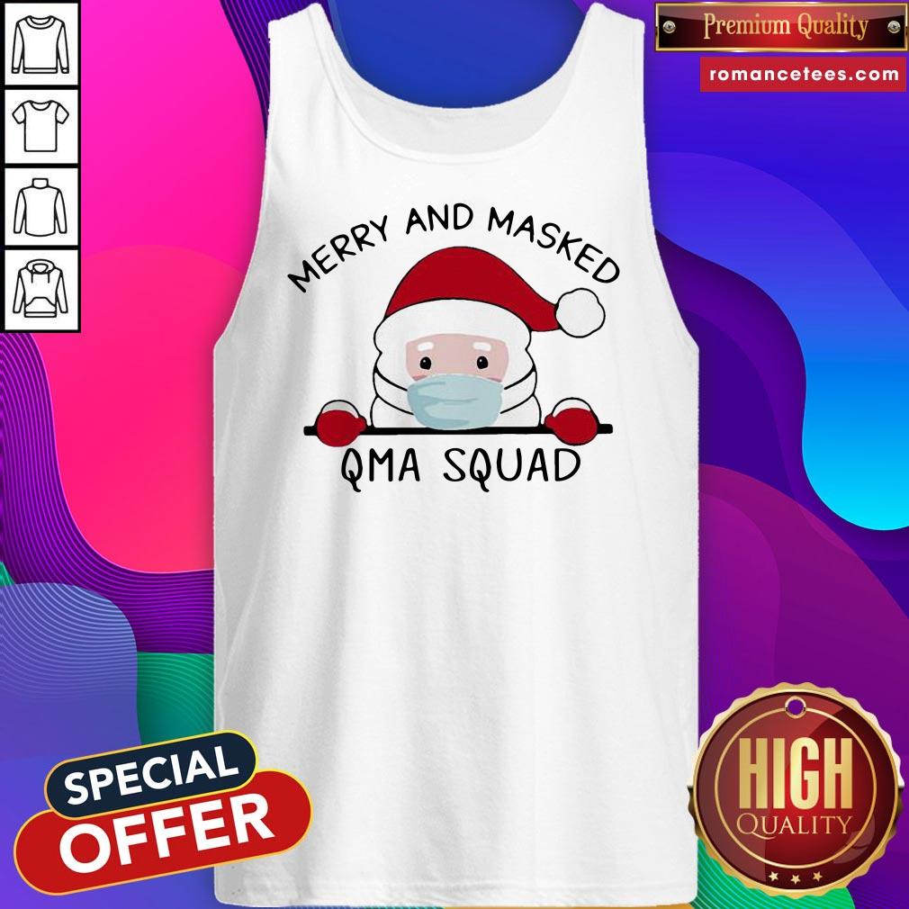 Santa Face Mask Merry And Masked Qma Squad Christmas Shirt