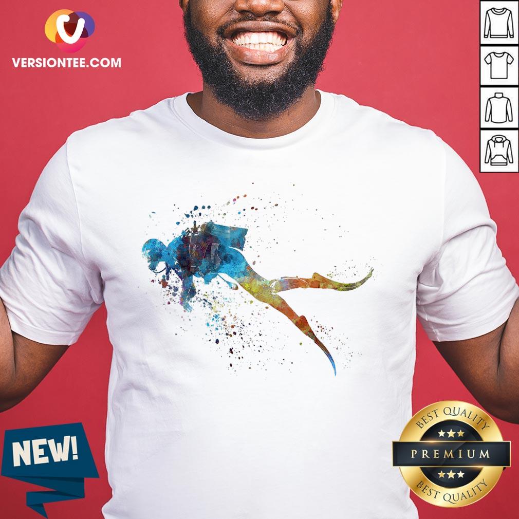 Scuba Diver Watercolor Art Shirt