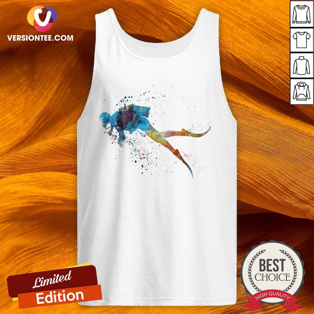 Scuba Diver Watercolor Art Shirt