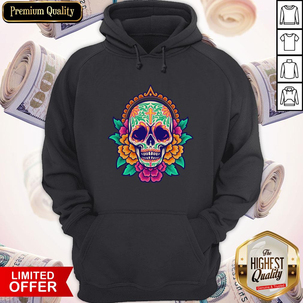 Sugar Skull Flowers Day Of Dead Mexican Holiday Shirt