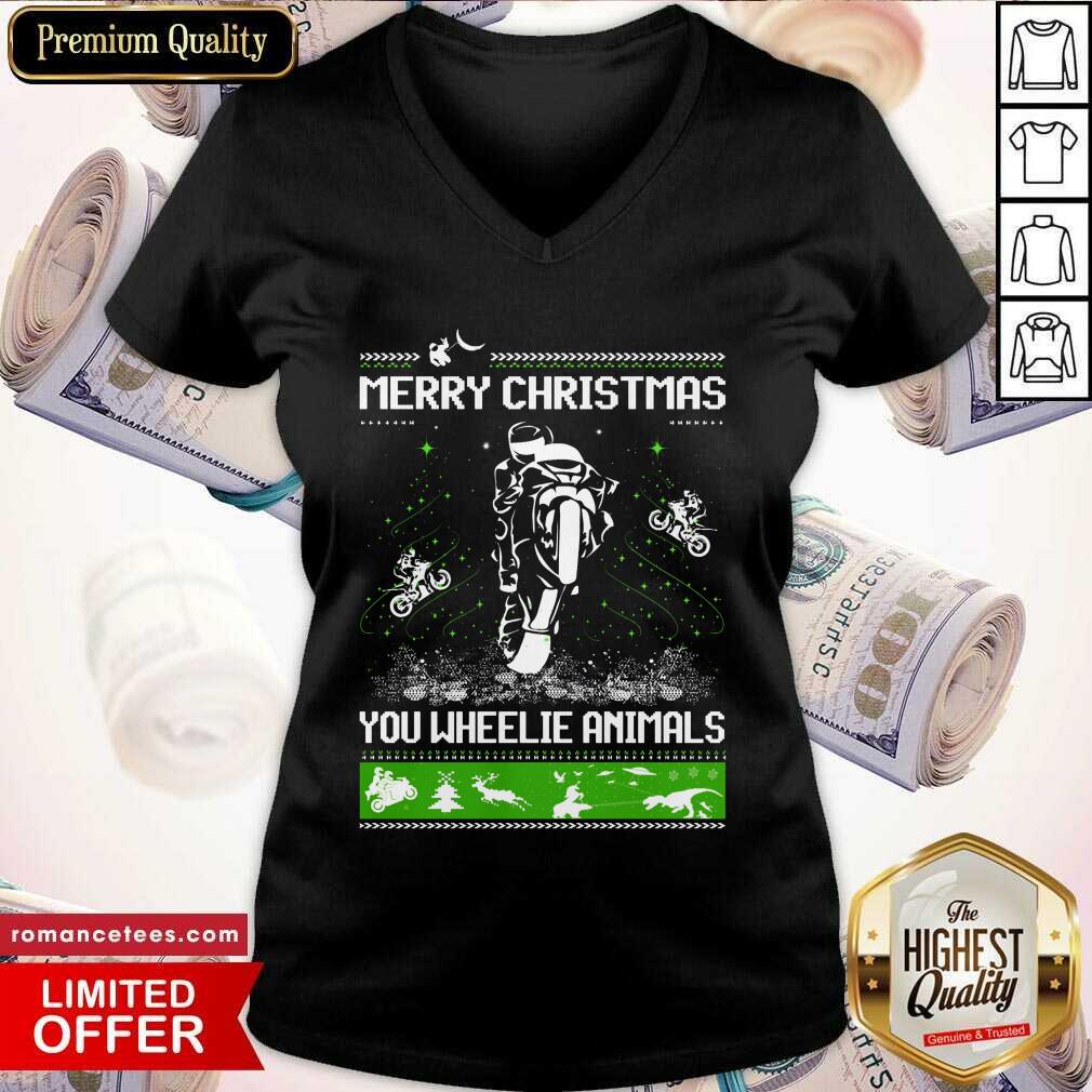 Top Bike Merry Christmas You Wheelie Animals Shirt