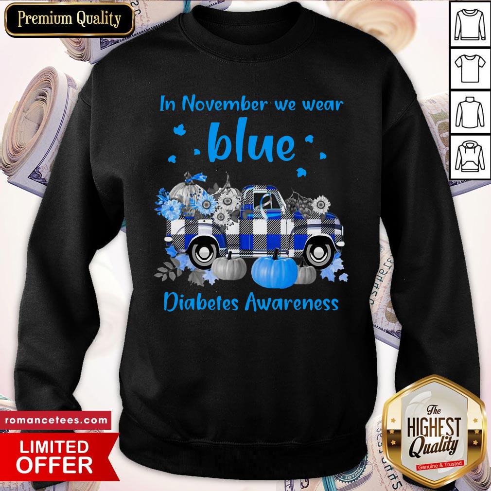 Top Diabetes Awareness In November We Wear Blue Pumpkin Shirt