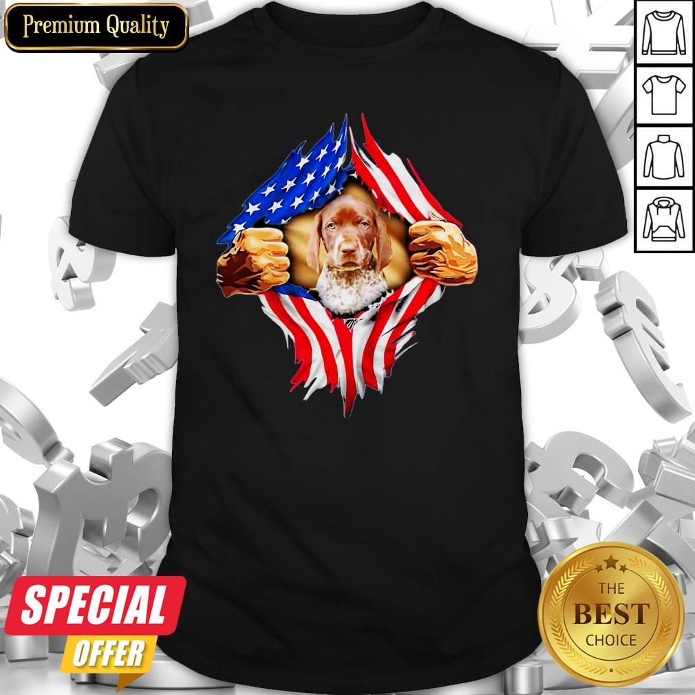 Blood Inside Me German Shorthaired Pointer American Flag Shirt