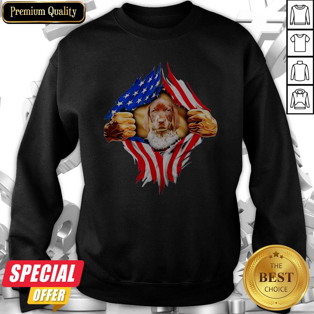 Blood Inside Me German Shorthaired Pointer American Flag Shirt