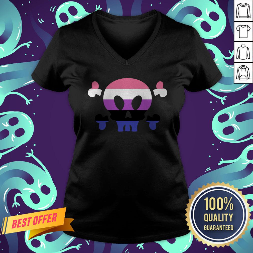Genderfluid LGBT Pride Skull Halloween Shirt