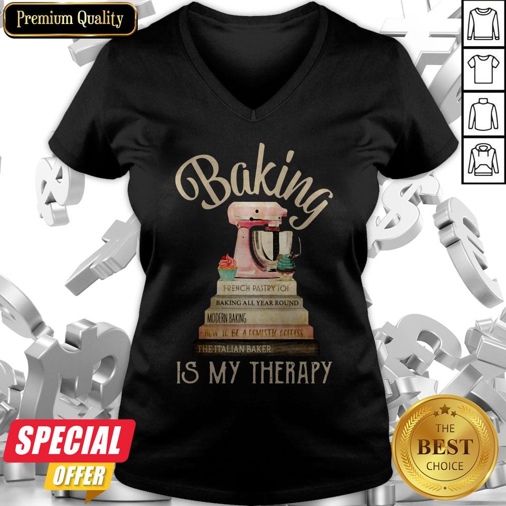 Nice Books Baking Is My Therapy Shirt