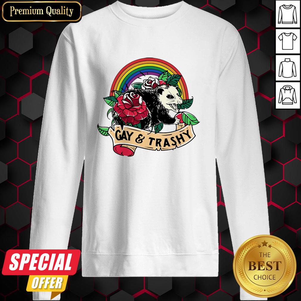 Nice LGBT Rose Racoon Gay Trashy Shirt