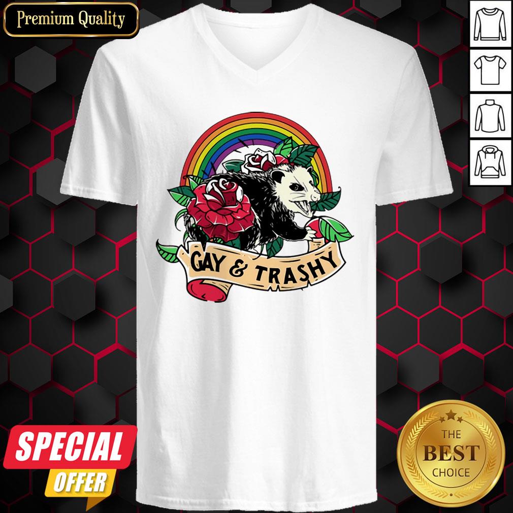Nice LGBT Rose Racoon Gay Trashy Shirt