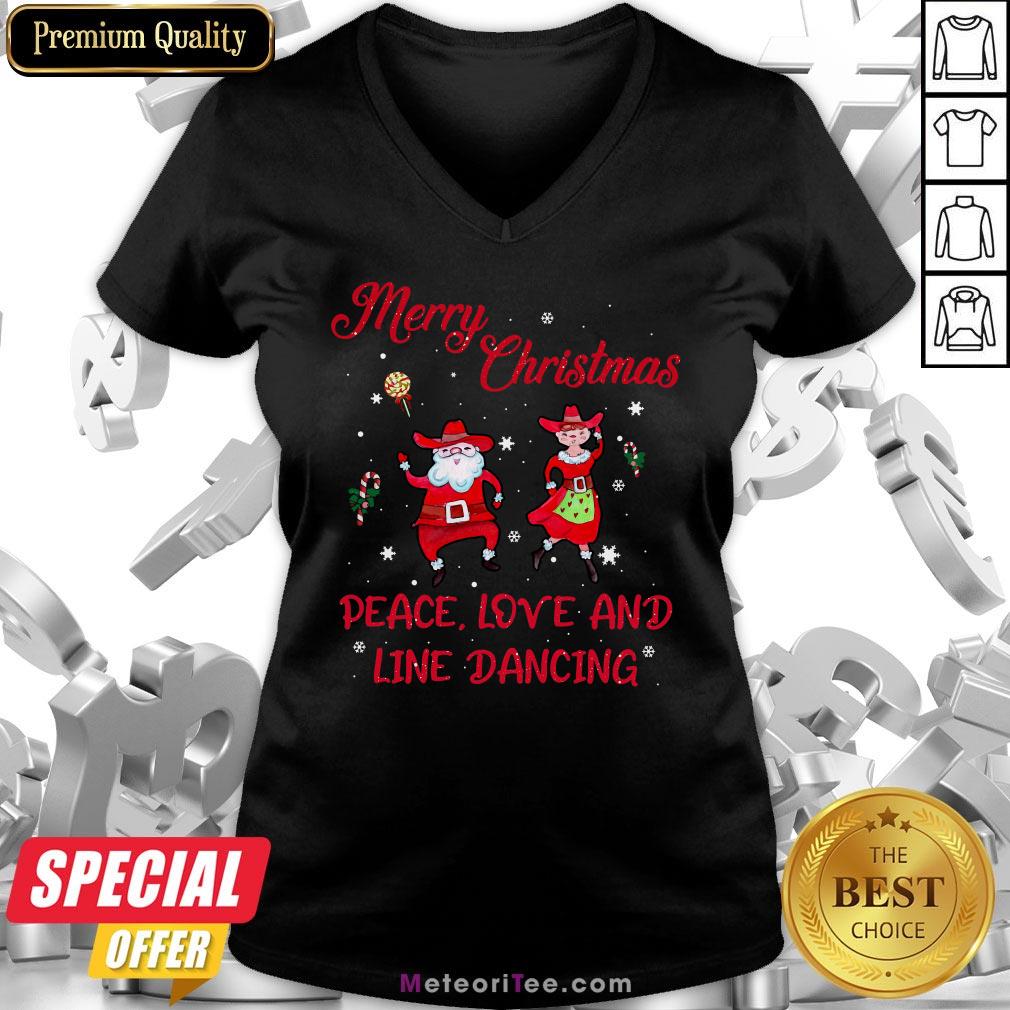 Nice Merry Christmas Peace Love And Line Dancing Shirt