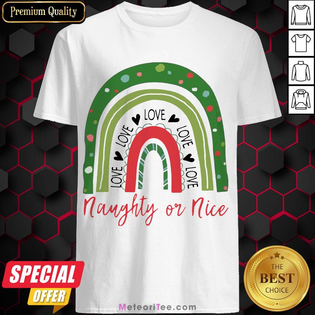 Nice Teacher Love Love Love Naughty Or Nice Christmas Classic Shirt