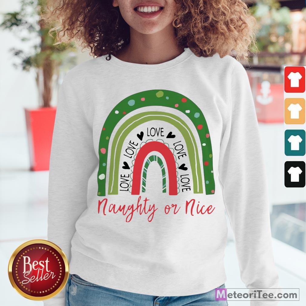 Nice Teacher Love Love Love Naughty Or Nice Christmas Classic Shirt