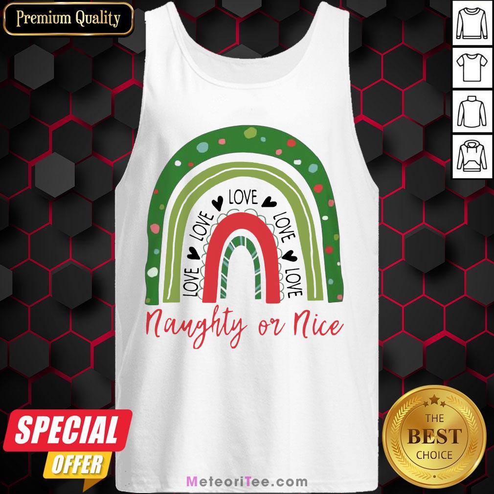 Nice Teacher Love Love Love Naughty Or Nice Christmas Classic Shirt