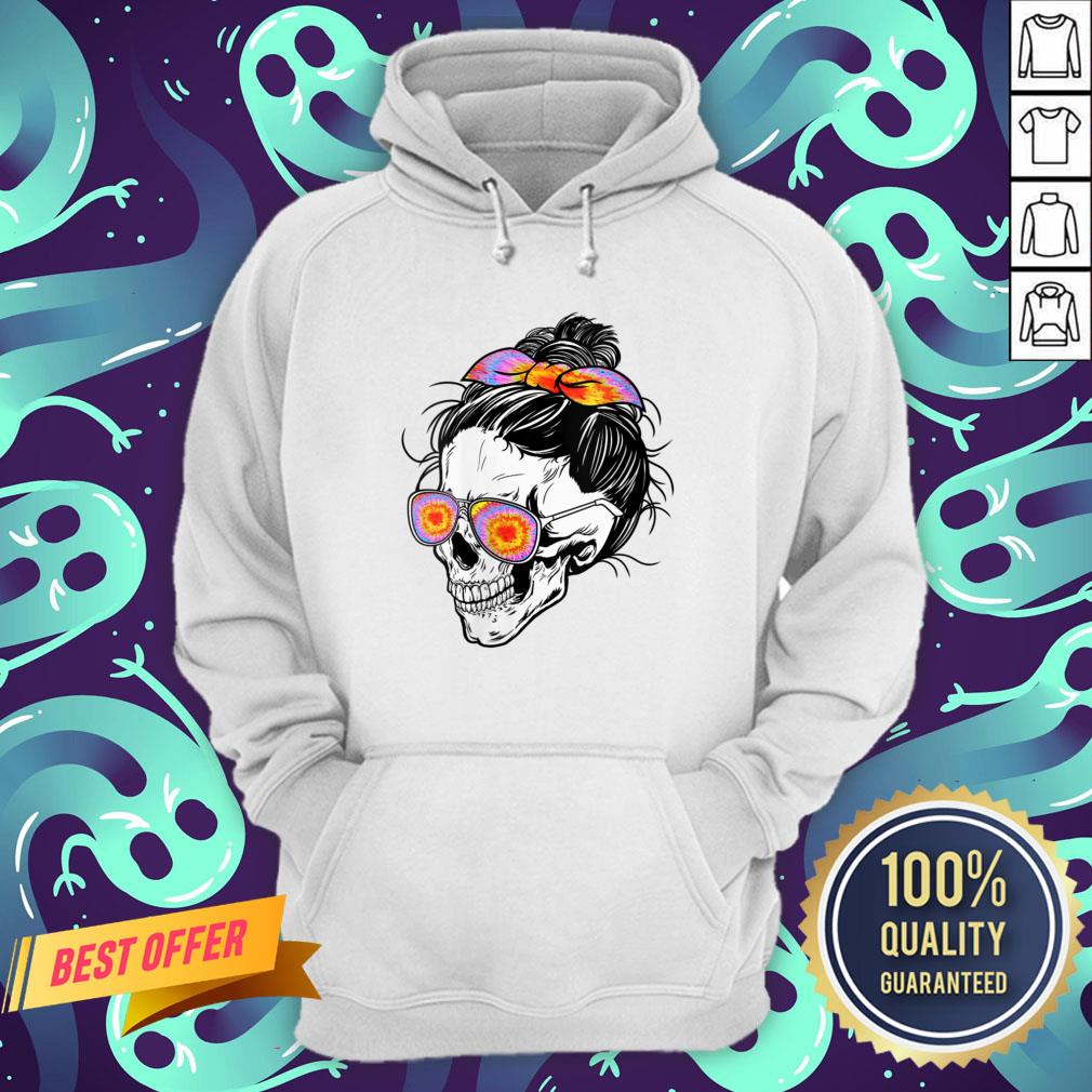 Nice Tie Dye Messy Bun Skull Shirt