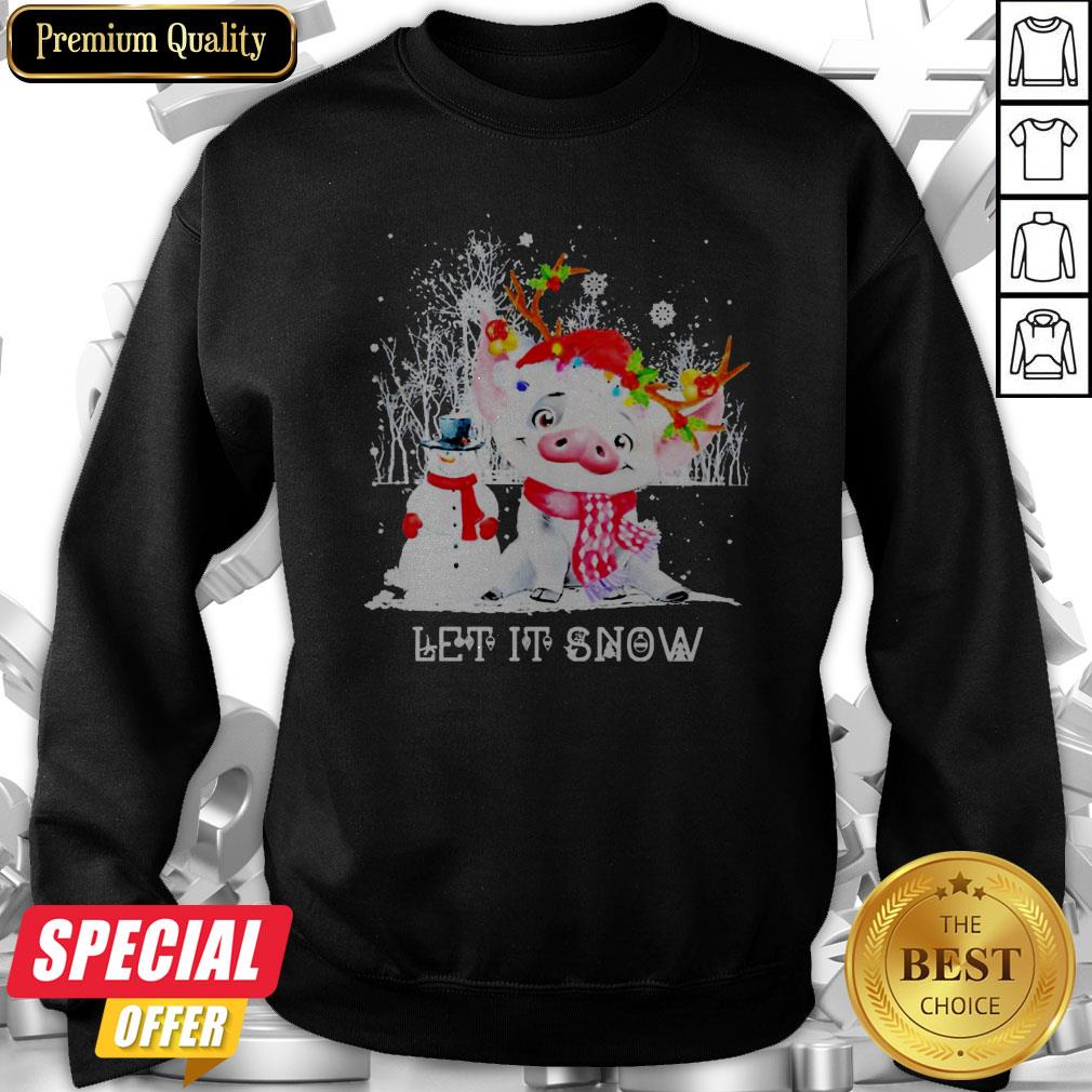 Pig And Snowman Let It Snow Merry Christmas Shirt