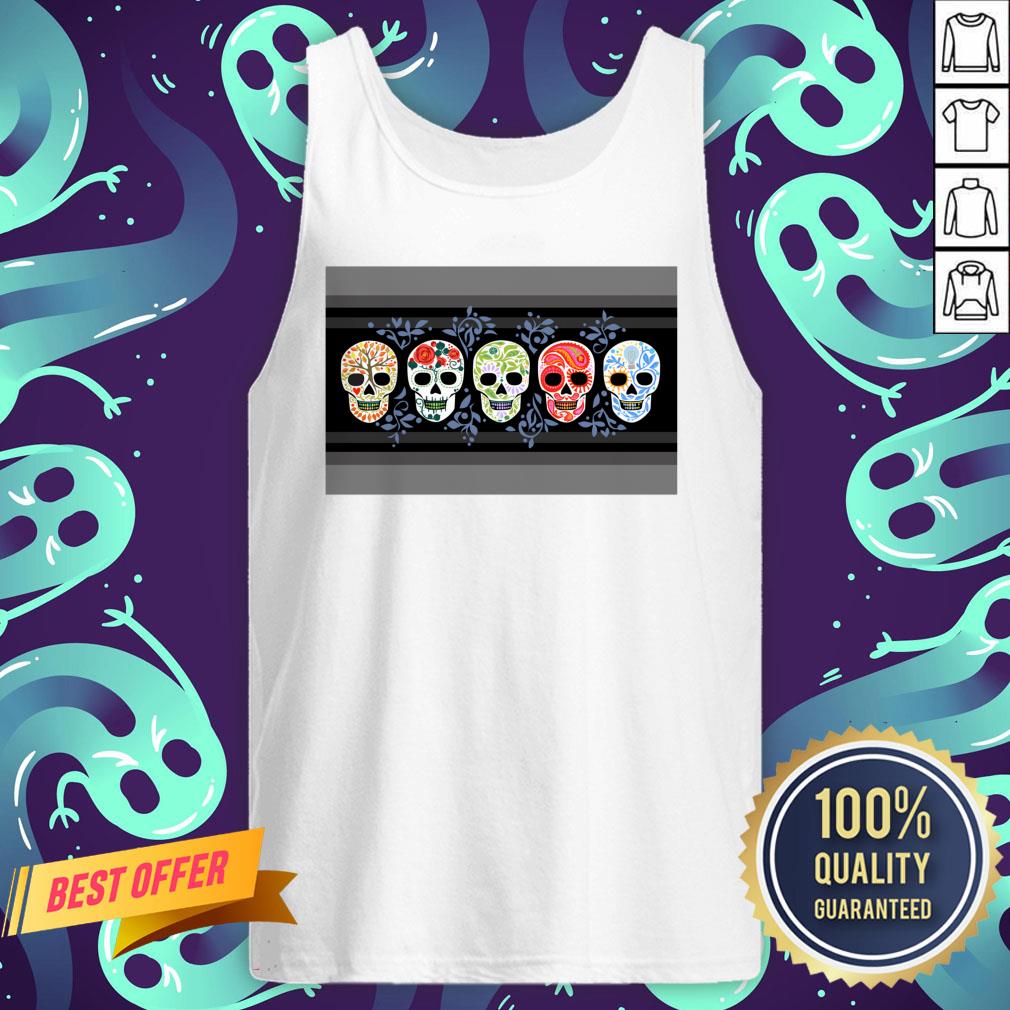 Sugar Skulls Calaveras Lineup In Color Day Of The Dead Shirt