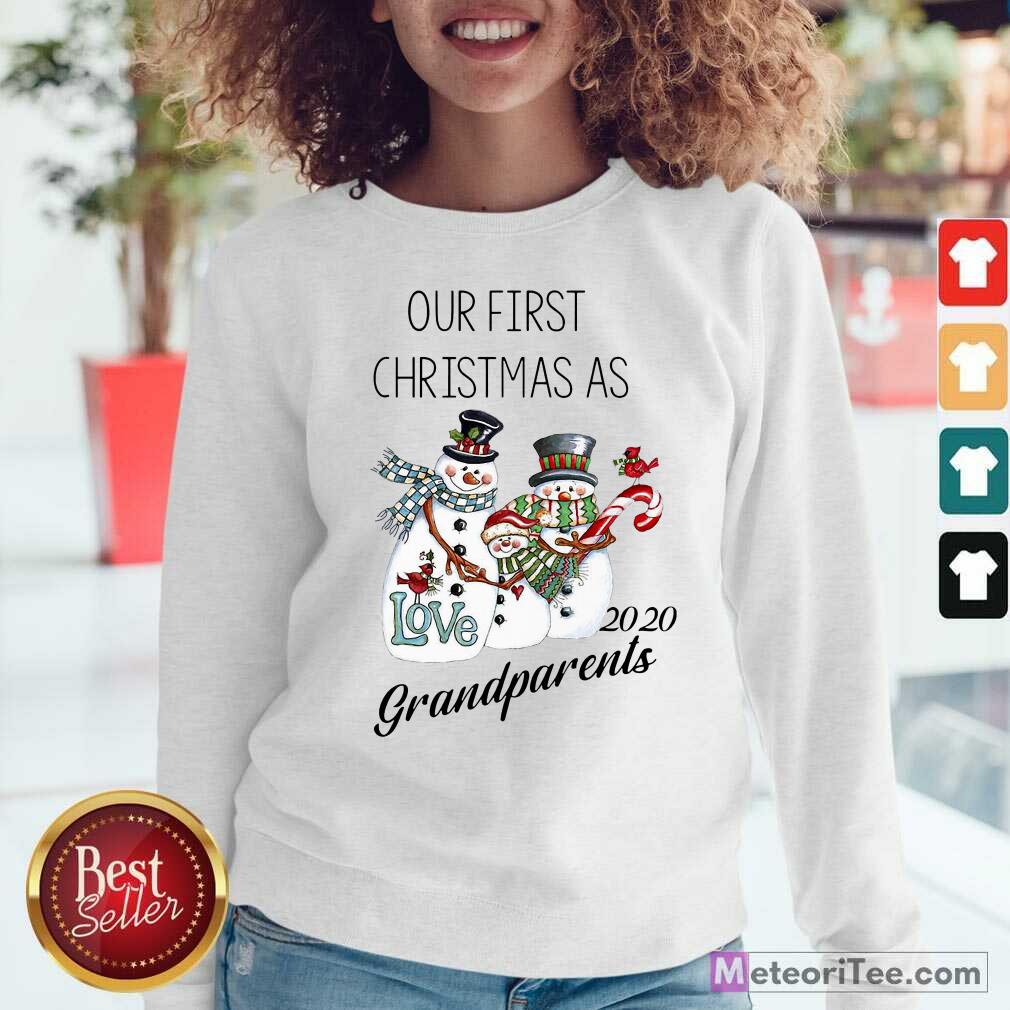 Top Snowman Our First Christmas Love 2020 Grandparents Shirt