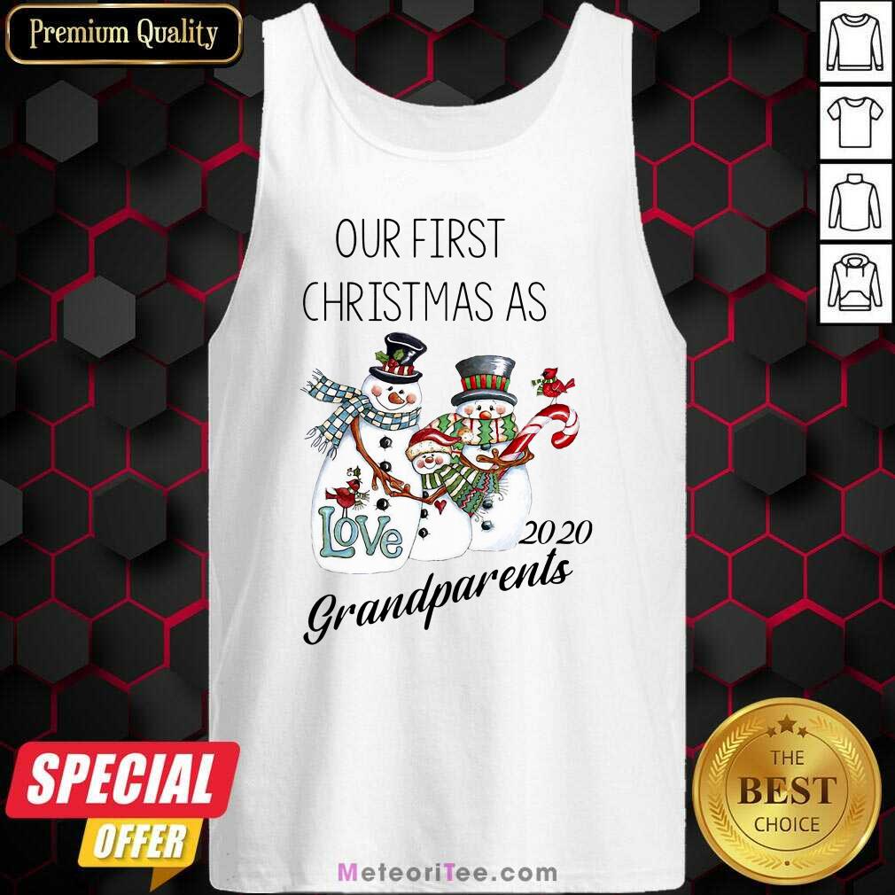 Top Snowman Our First Christmas Love 2020 Grandparents Shirt