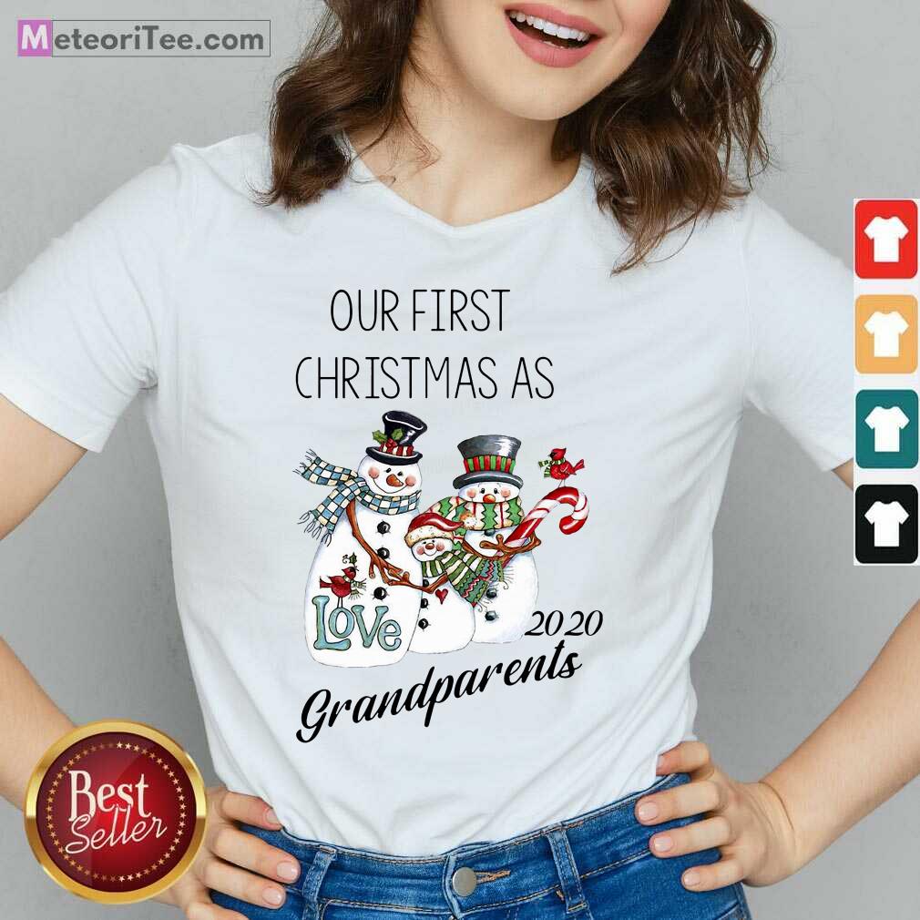Top Snowman Our First Christmas Love 2020 Grandparents Shirt