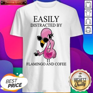Easily Distracted By Flamingo And Coffee T-Shirt