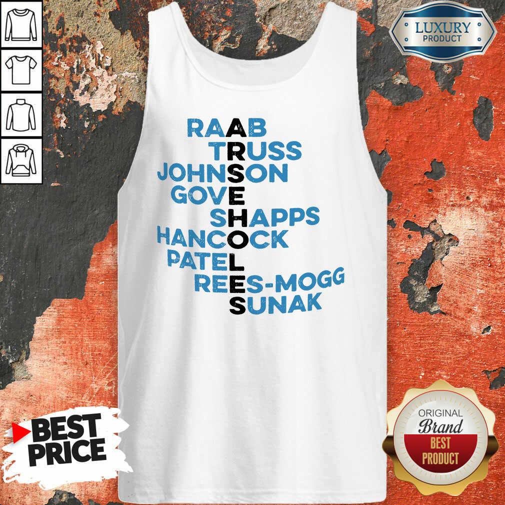 Arseholes Raab Truss Johnson Gove Shapps Hancock Patel Rees Mogg Sunak Shirt