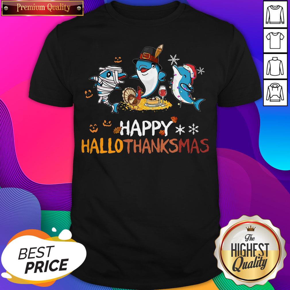 Baby Shark Halloween And Merry Christmas Happy Hallothanksmas Shirt