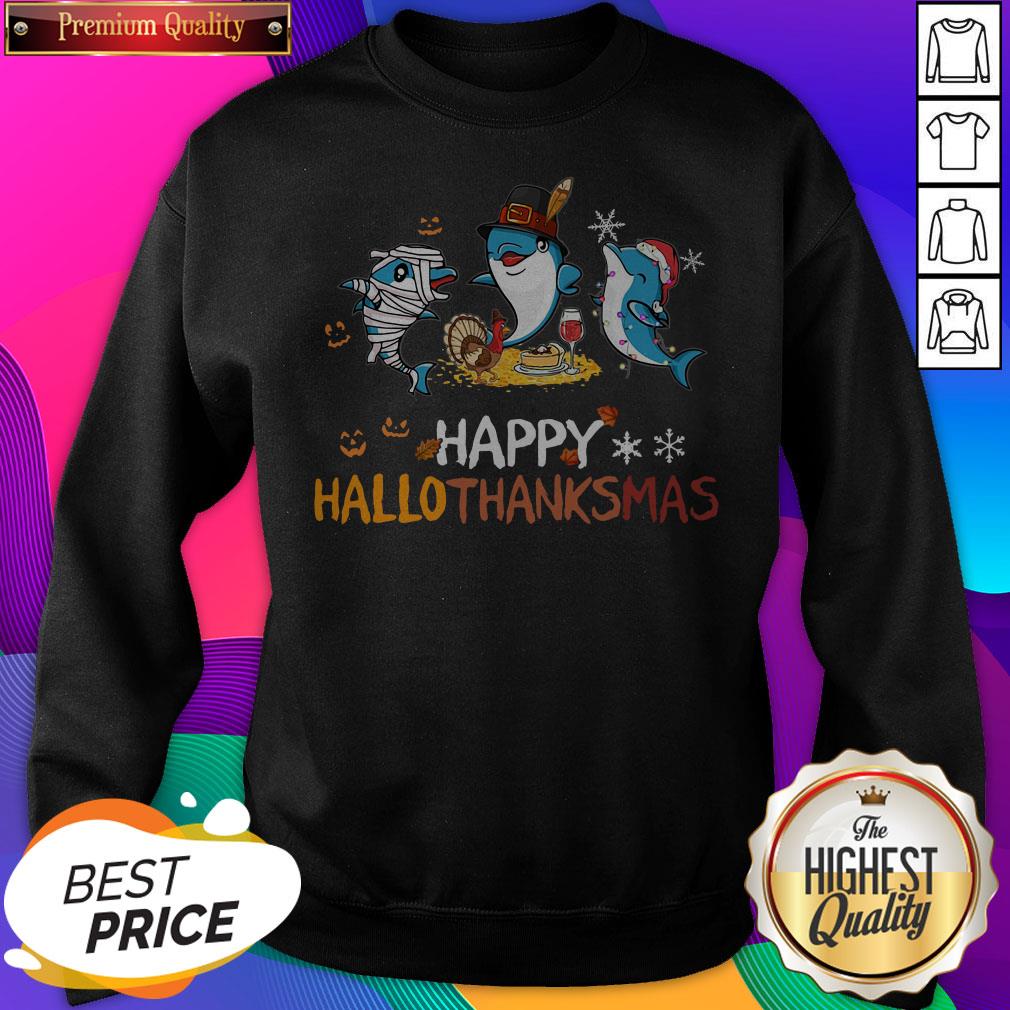 Baby Shark Halloween And Merry Christmas Happy Hallothanksmas Shirt