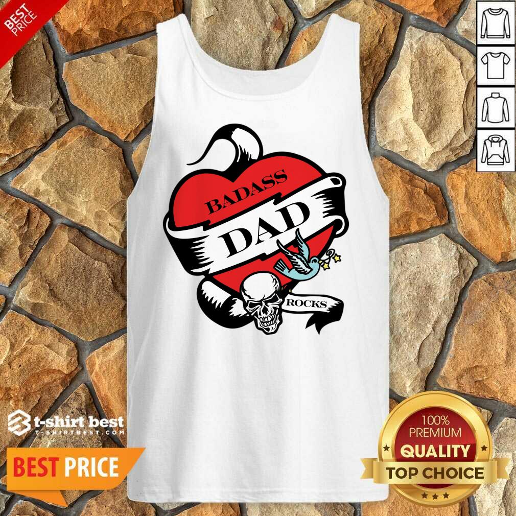 Badass Dad Rocks Skull Heart Shirt