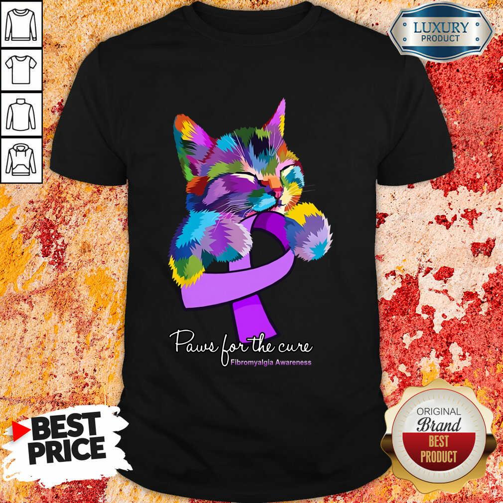 Cat Fibromyalgia Awareness Paws For The Cure Shirt