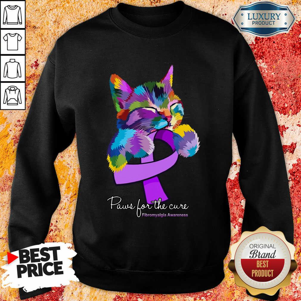 Cat Fibromyalgia Awareness Paws For The Cure Shirt