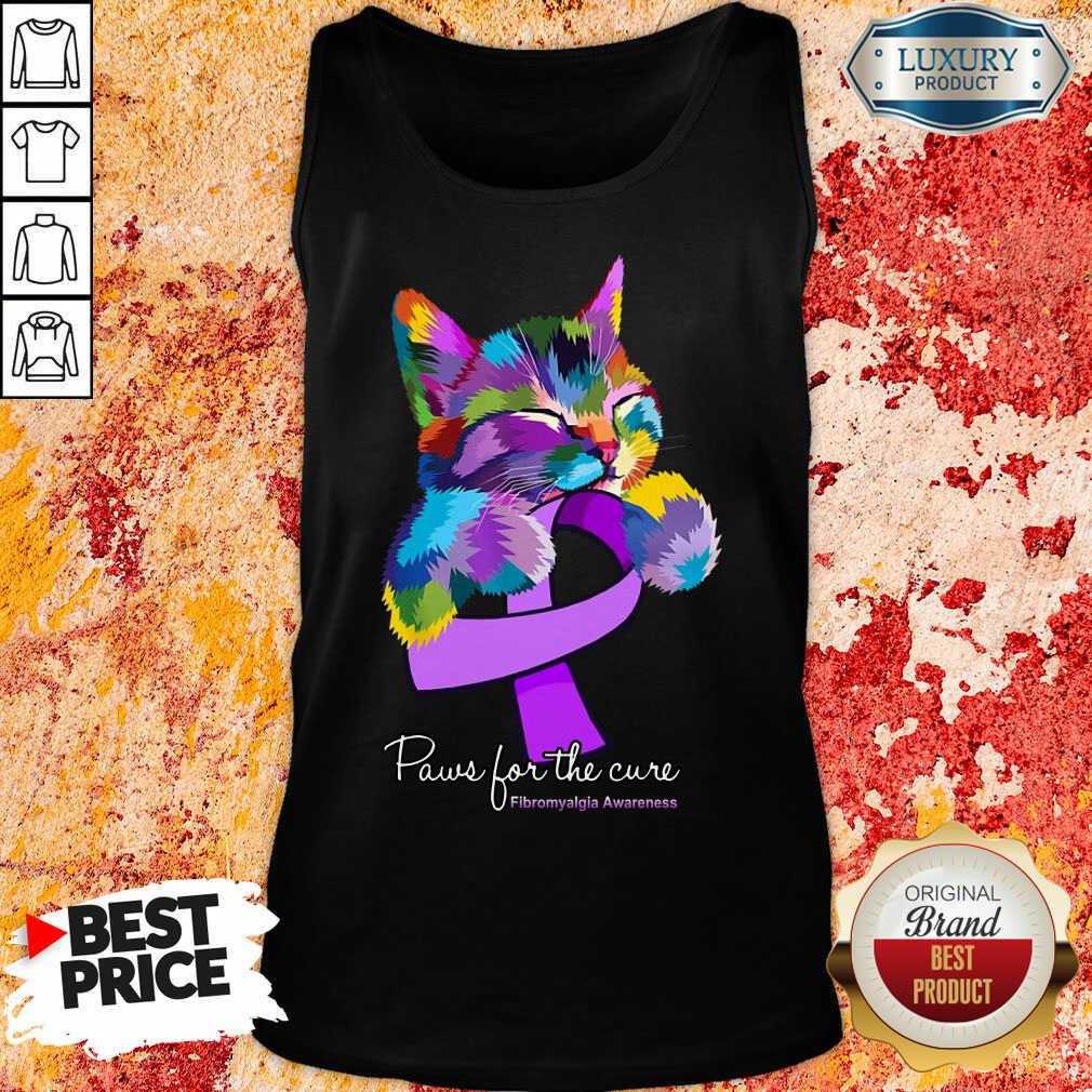 Cat Fibromyalgia Awareness Paws For The Cure Shirt