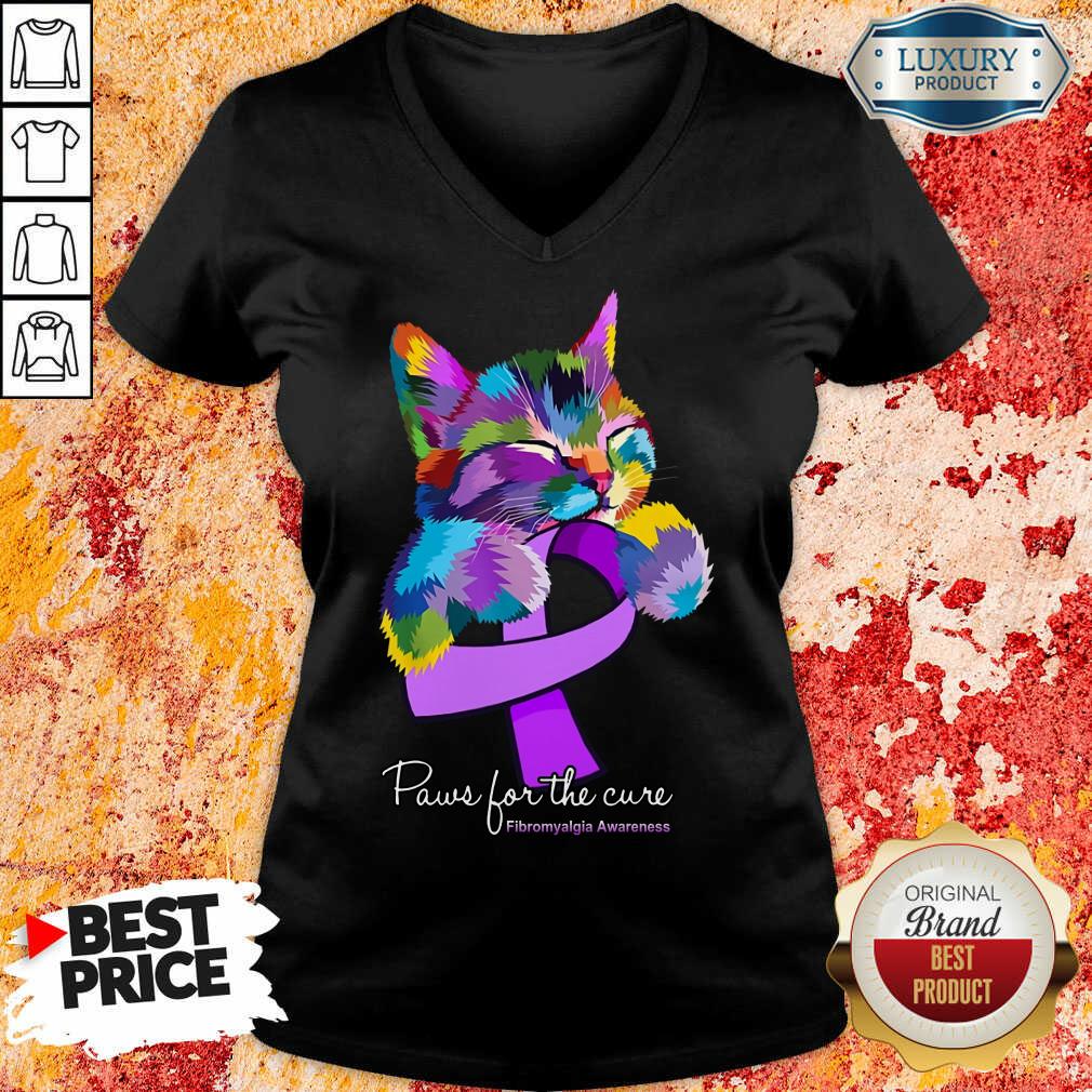 Cat Fibromyalgia Awareness Paws For The Cure Shirt