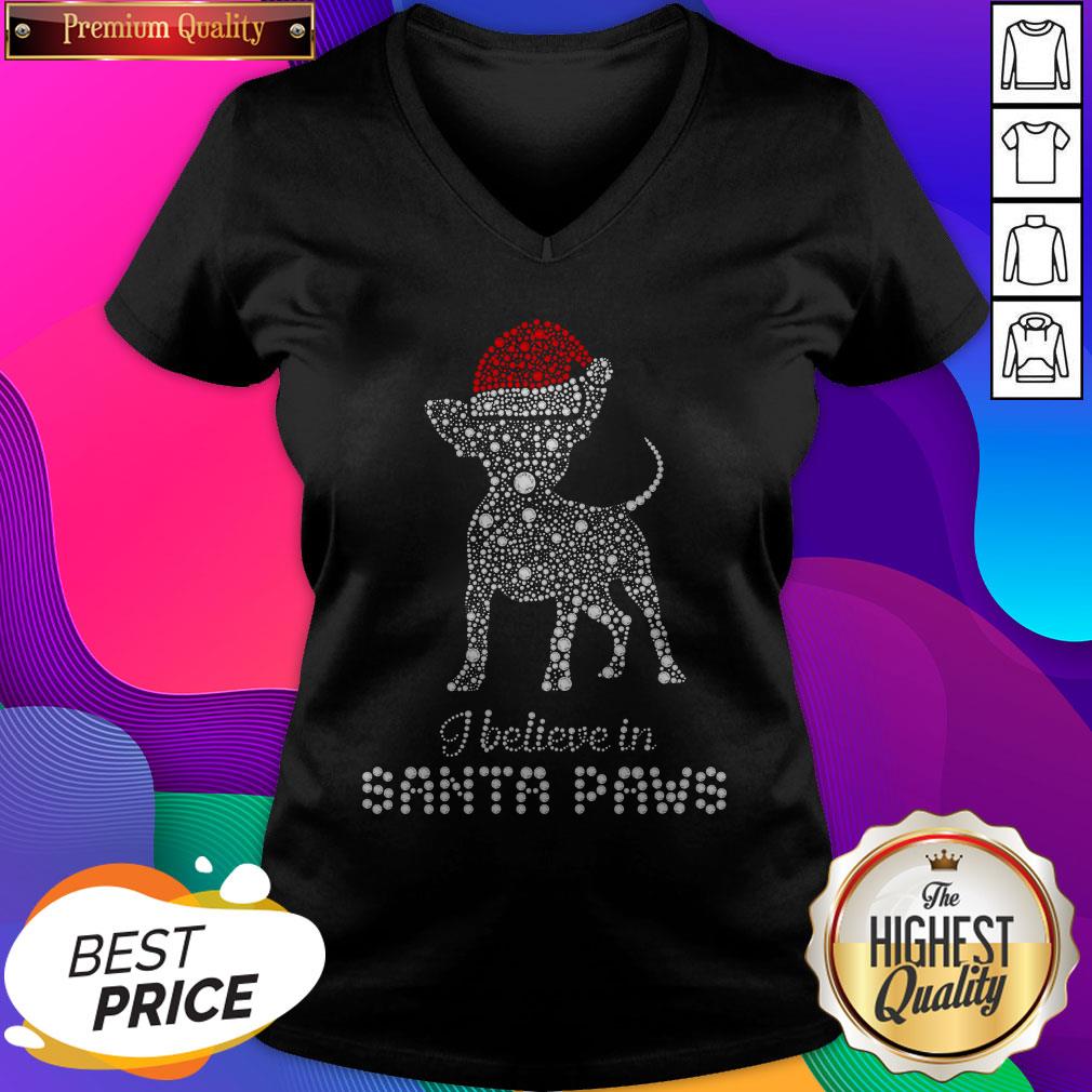 Chihuahua Santa I Believe In Santa Paws Diamond Christmas Shirt