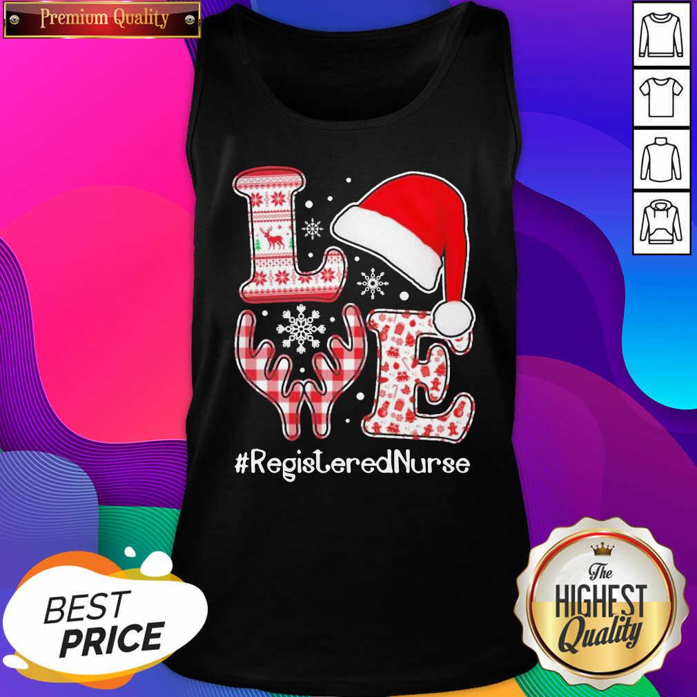 Funny Love Hat Santa And Reindeer #Registered Nurse Worker Ugly Christmas Shirt