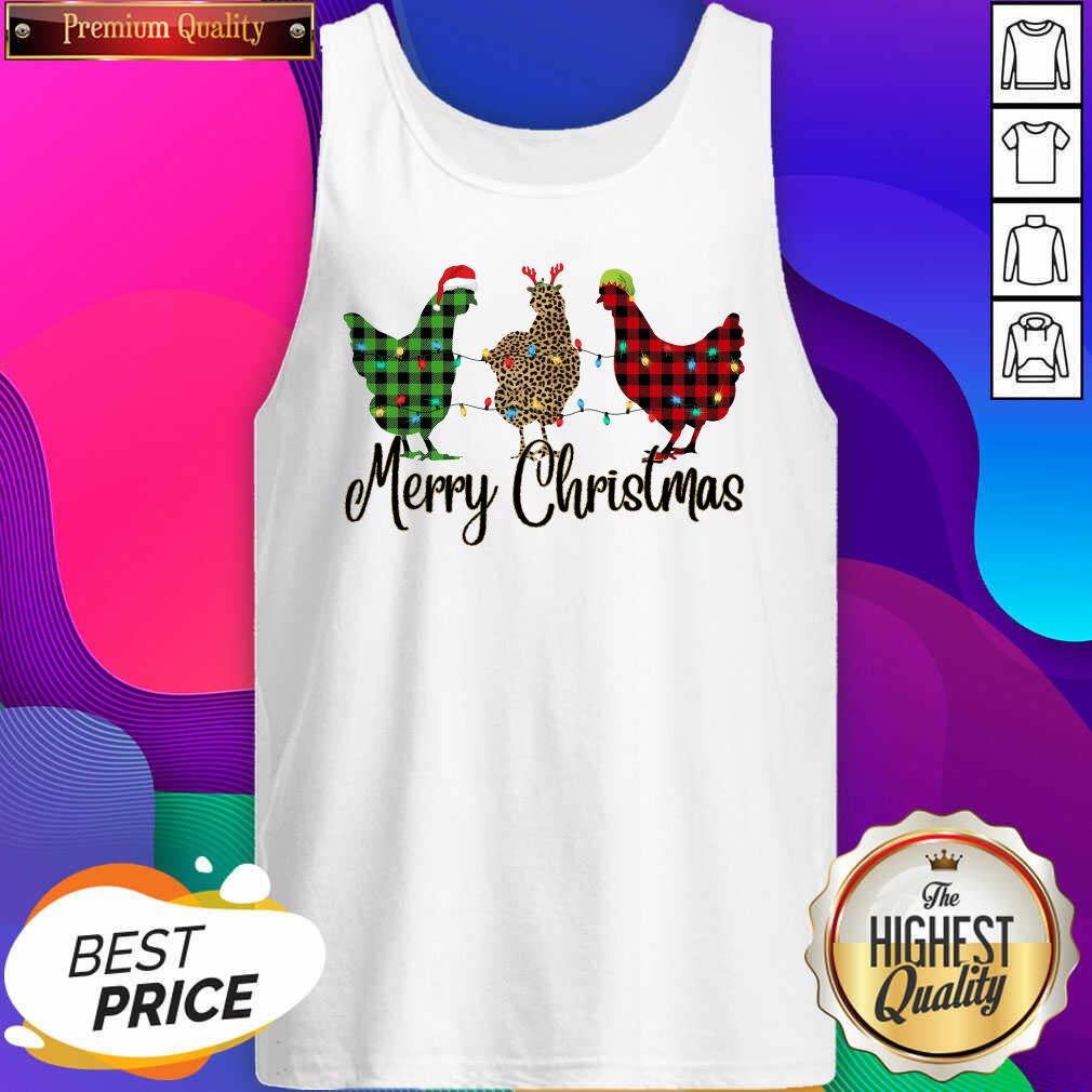 Good Chickens Leopard Plaid Lights Merry Christmas Shirt
