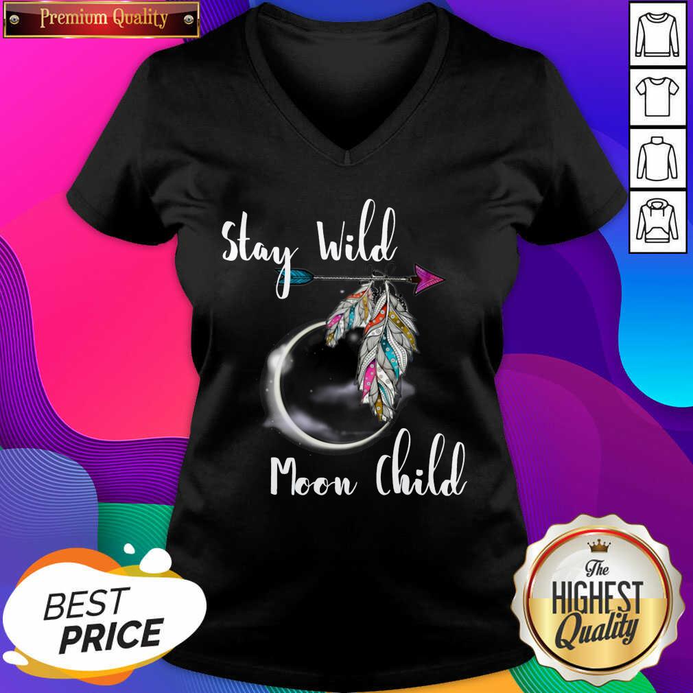 Good Stay Wild Moon Child Boho Lunar Eclipse Cute Feathers Arrow Shirt