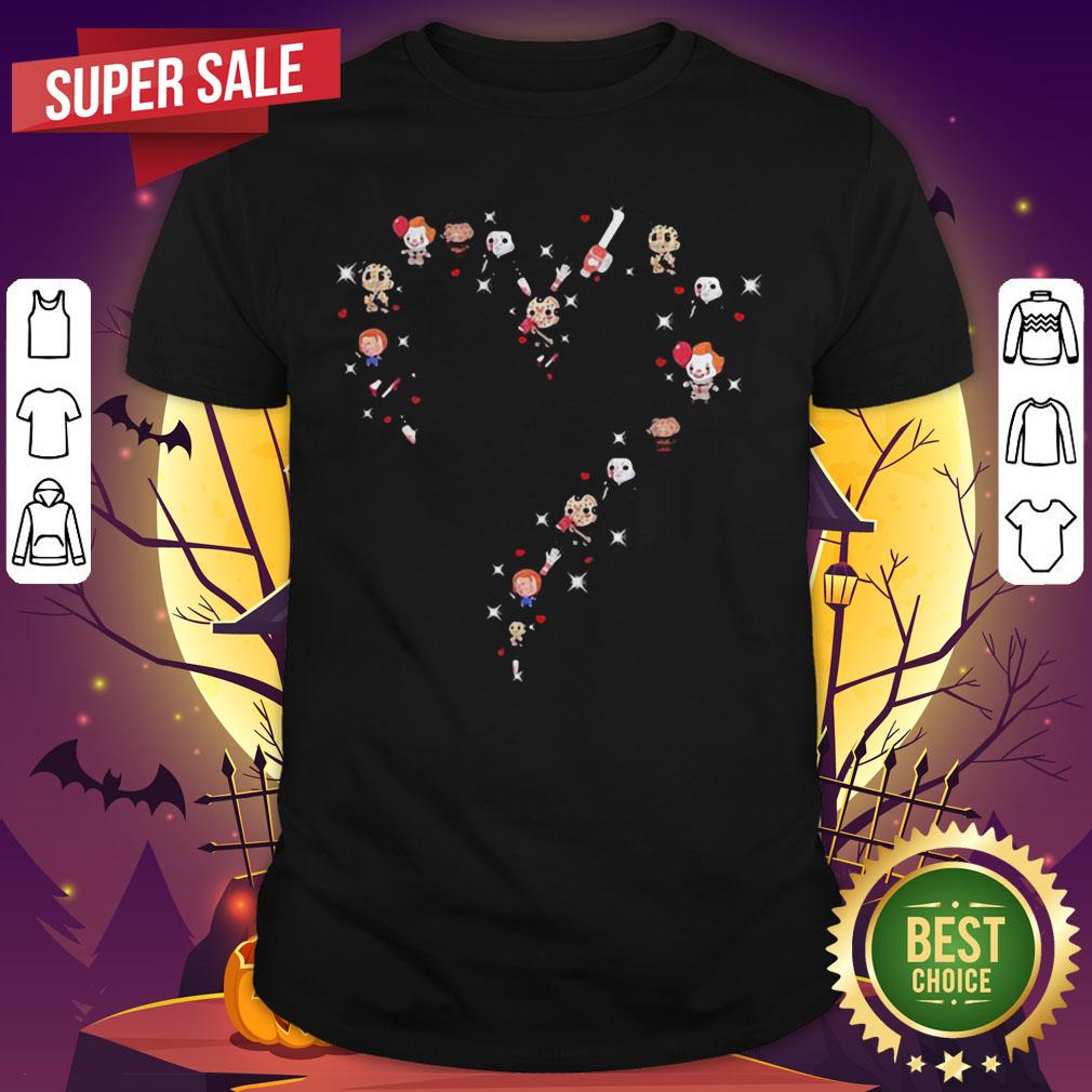 Halloween Horror Characters Chibi Heart Shirt