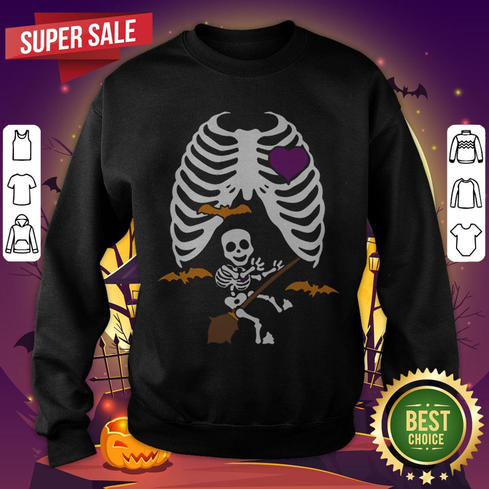 Halloween Pregnant Witch Skeleton Maternity Halloween Shirt