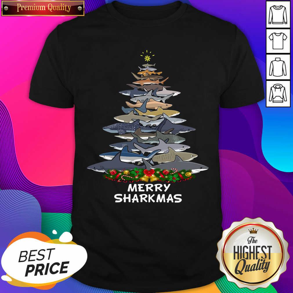 Hot Sharks Tree Merry Sharkmas Shirt
