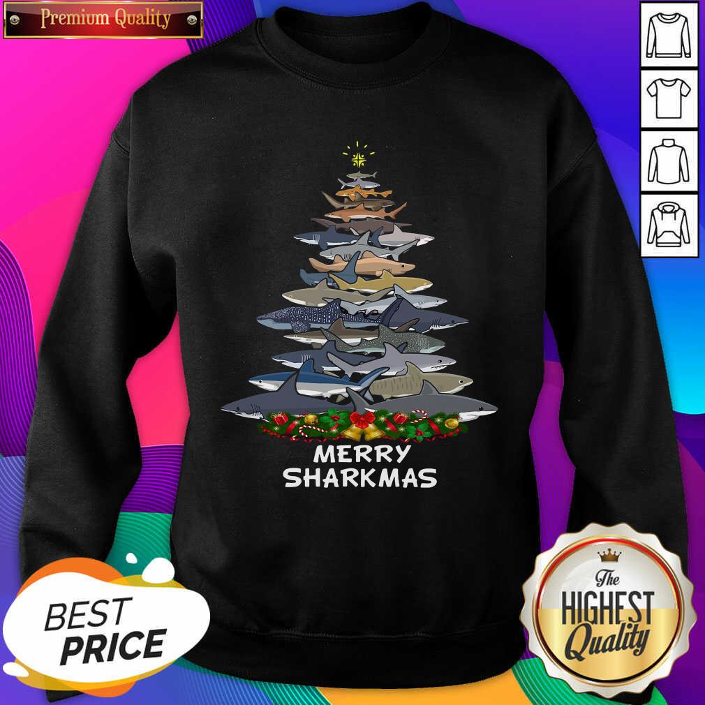 Hot Sharks Tree Merry Sharkmas Shirt
