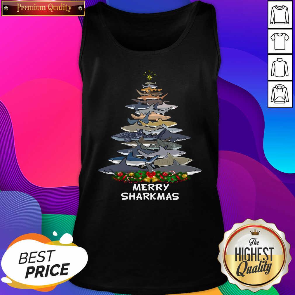 Hot Sharks Tree Merry Sharkmas Shirt