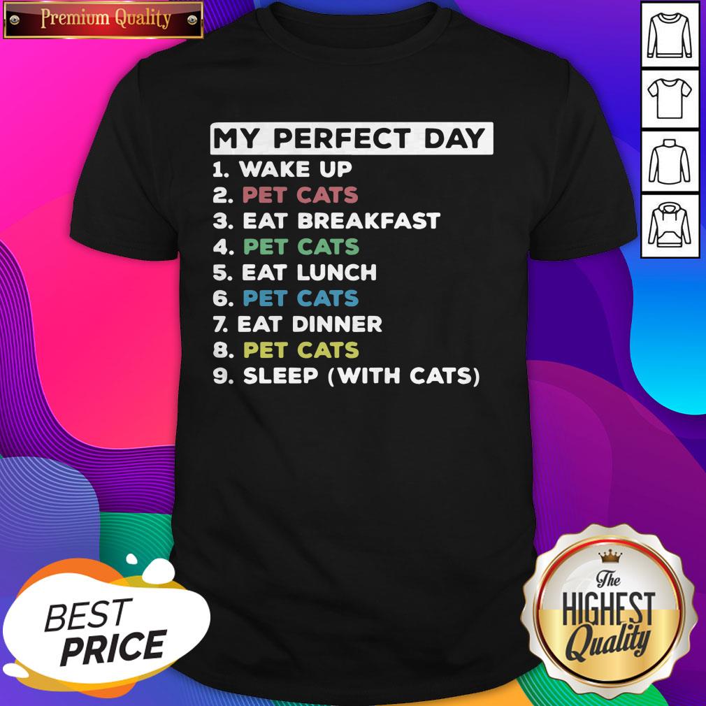 My Perfect Day Wake Up Pet Cats Eat Breakfast Shirt