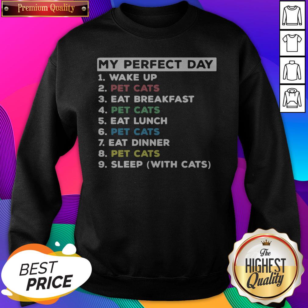 My Perfect Day Wake Up Pet Cats Eat Breakfast Shirt