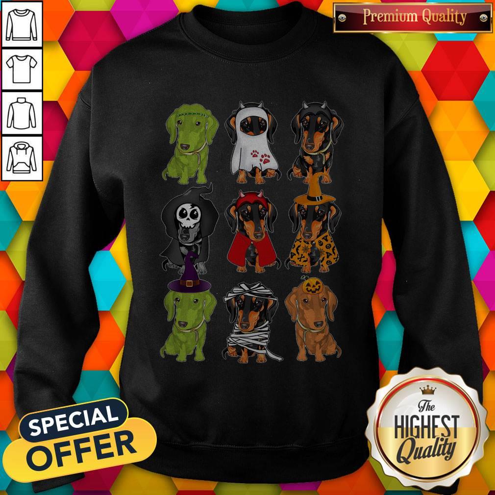 Nice Daschund Haloween Chacracters Shirt