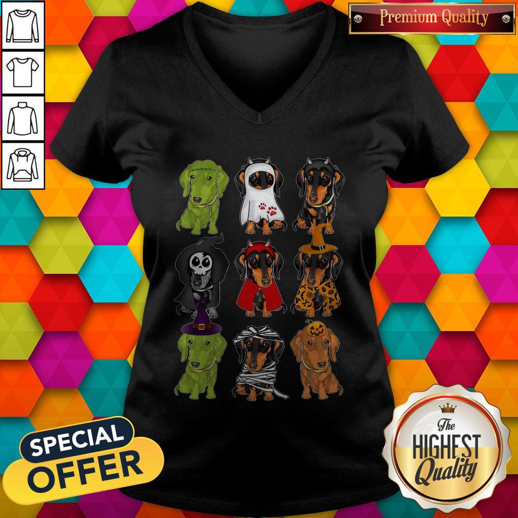 Nice Daschund Haloween Chacracters Shirt