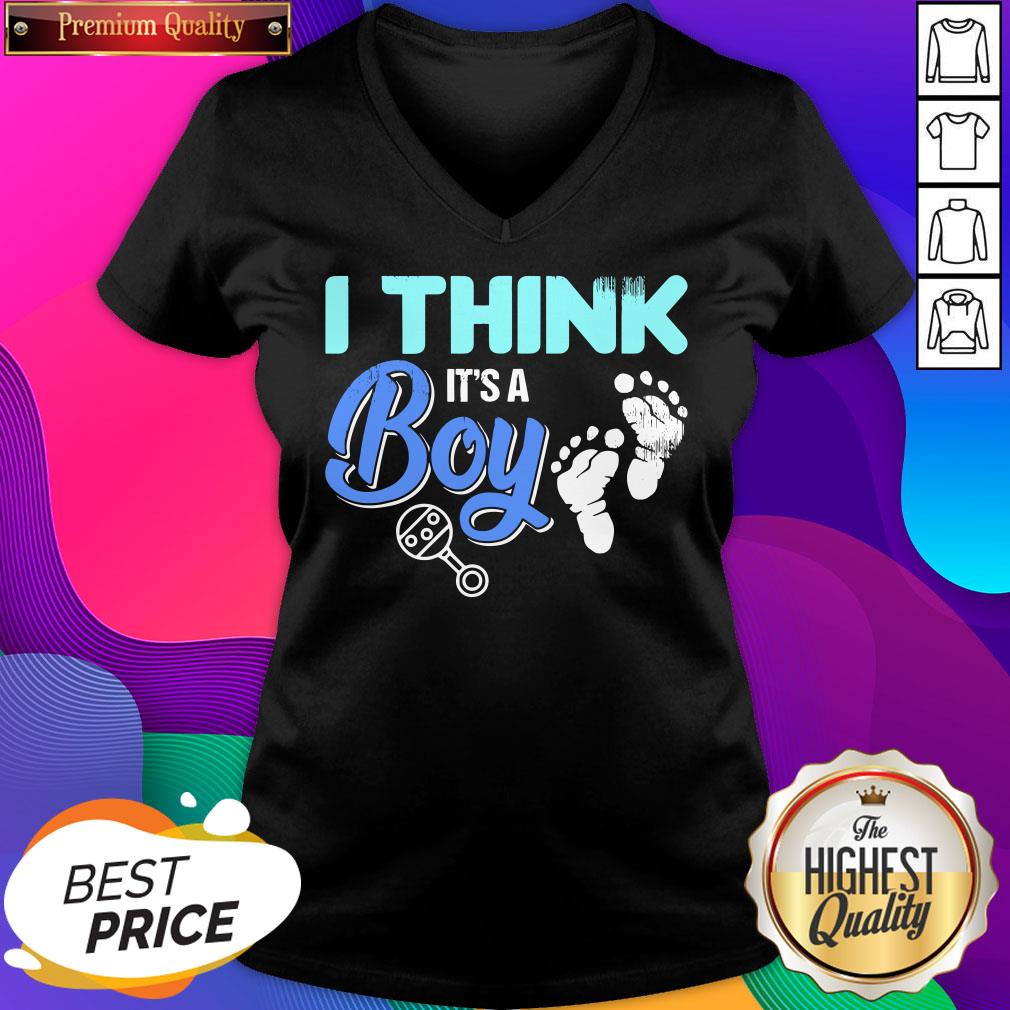 Nice Gender Reveal I Think It’s A Boy Baby Shower Party Shirt