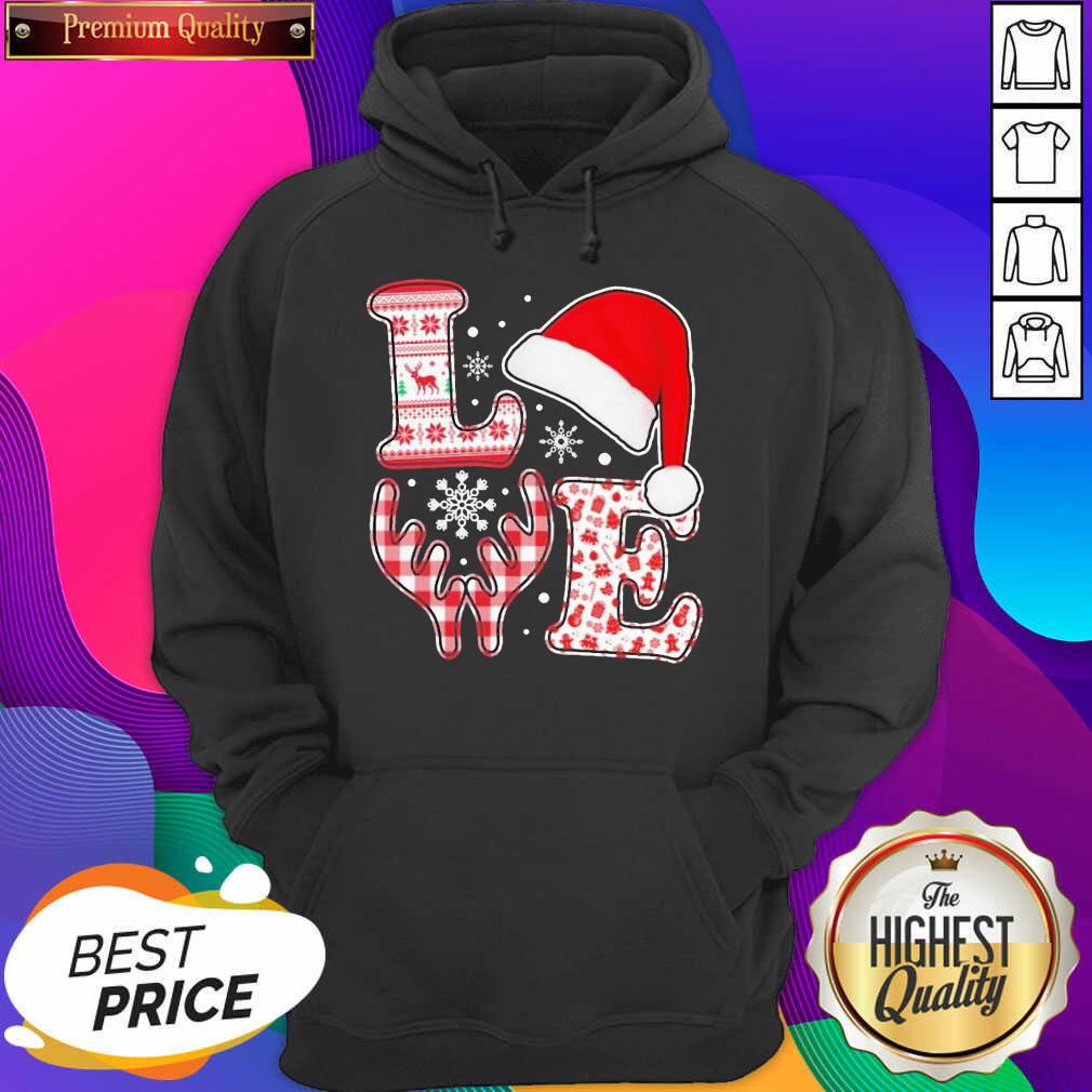 Nice Love Hat Santa And Reindeer Ugly Christmas Shirt