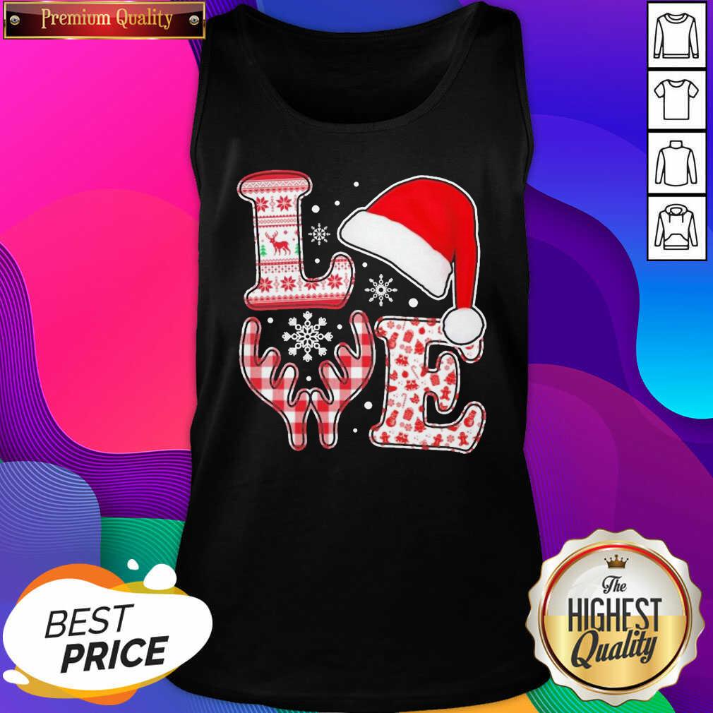 Nice Love Hat Santa And Reindeer Ugly Christmas Shirt