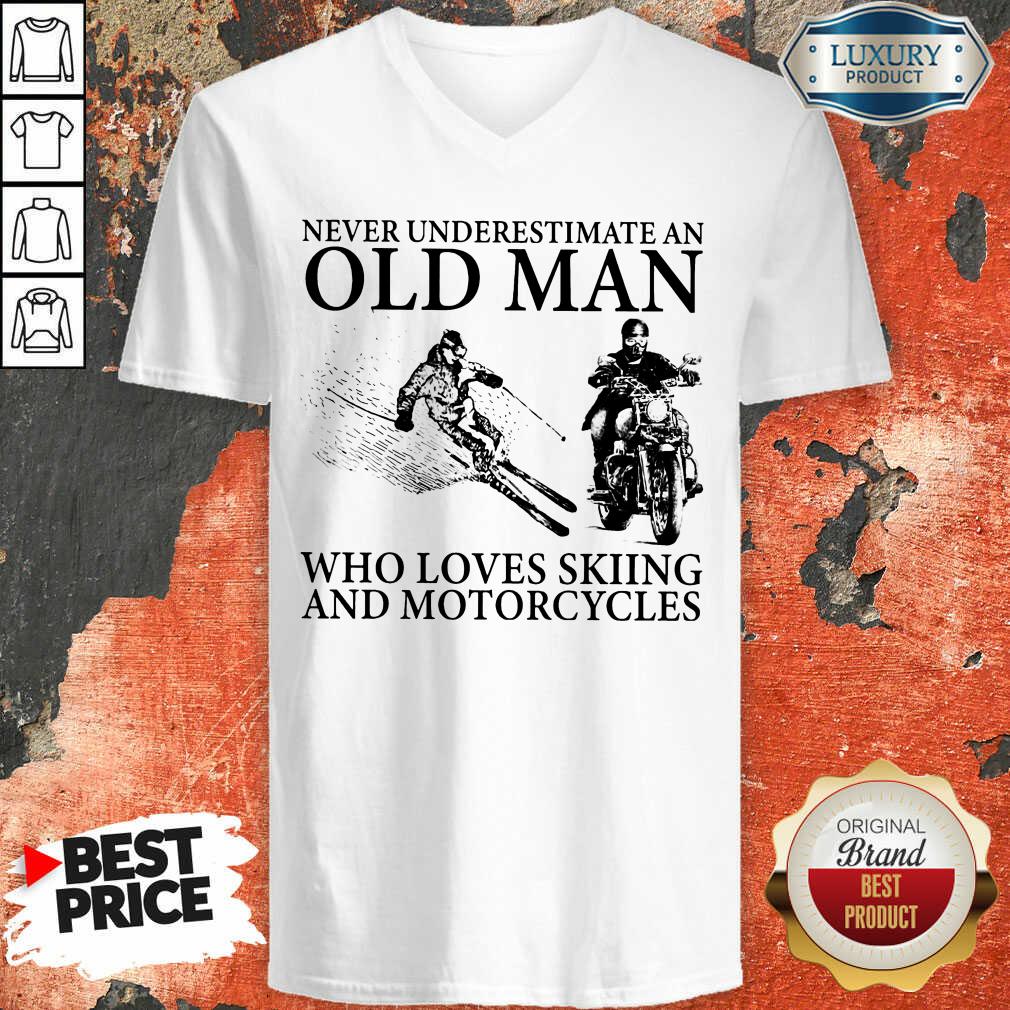 Old Man Love Skiing And Motorcycles Shirt