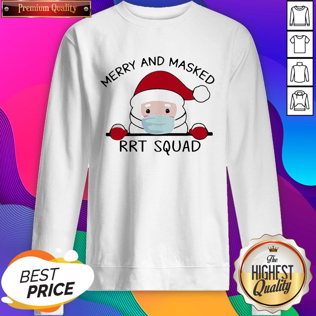Santa Face Mask Merry And Masked Rrt Squad Christmas Shirt