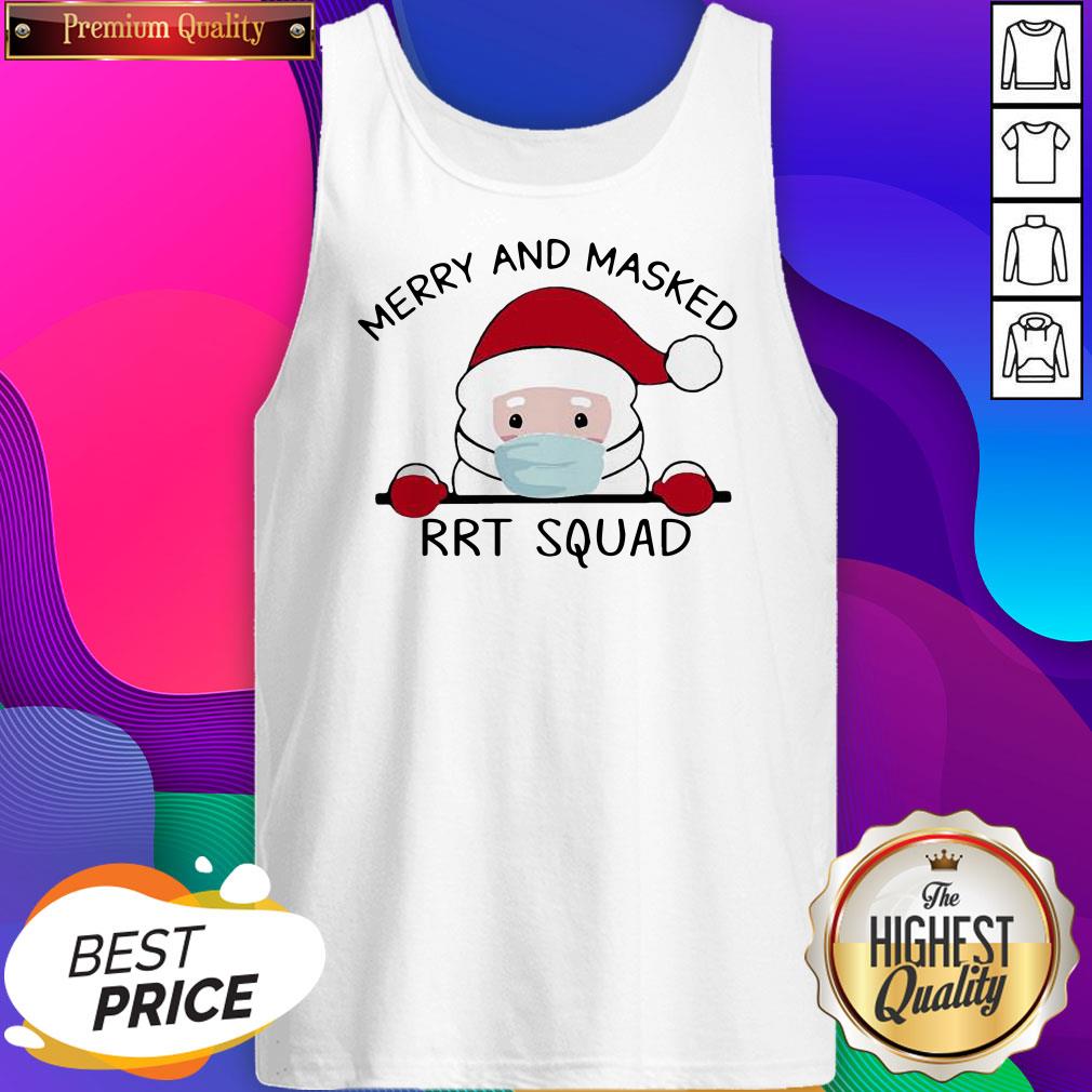 Santa Face Mask Merry And Masked Rrt Squad Christmas Shirt